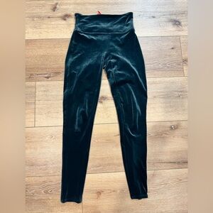 SPANX Green Velvet Leggings, Sz Med